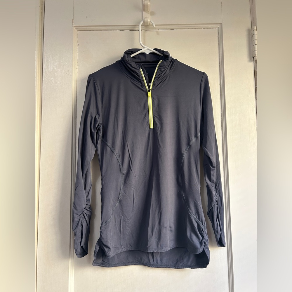 Title Nine Gray Pullover with Neon Yellow Zip